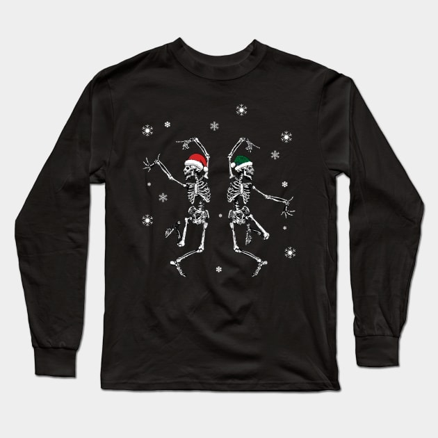 Skeleton Merry Christmas Long Sleeve T-Shirt by little.tunny